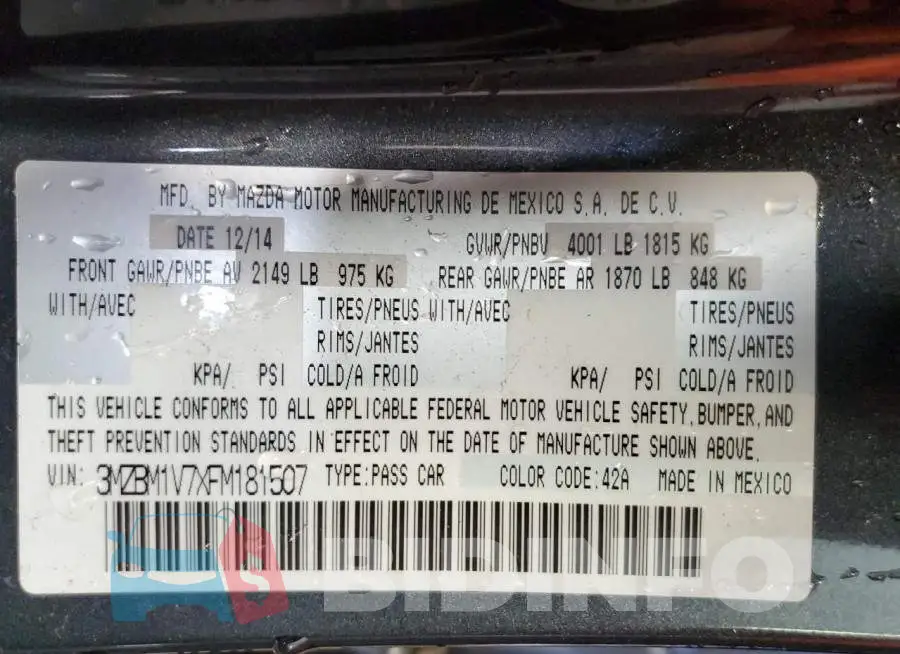 3MZBM1V7XFM181507 Photo# 10