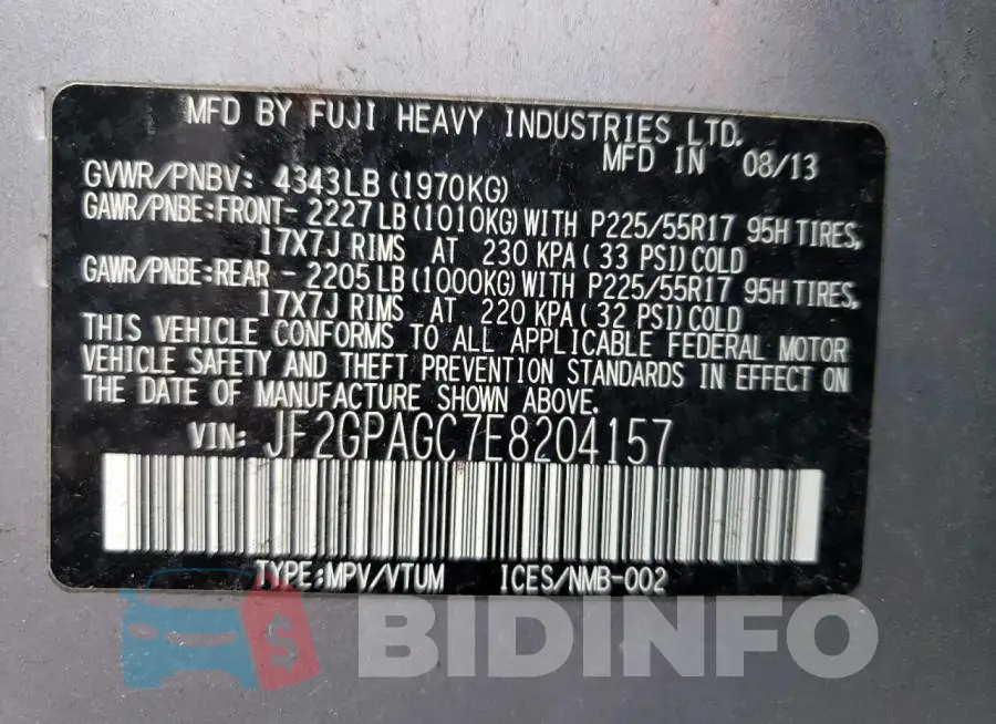 JF2GPAGC7E8204157 Photo# 13