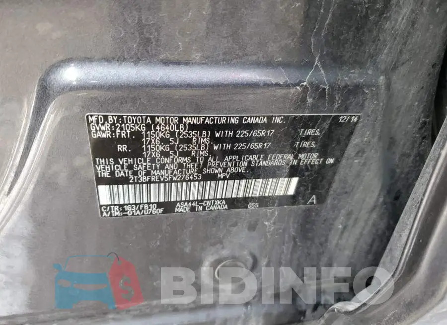2T3BFREV5FW276453 Photo# 12