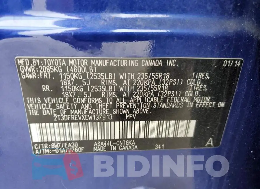 2T3DFREVXEW137913 Photo# 10