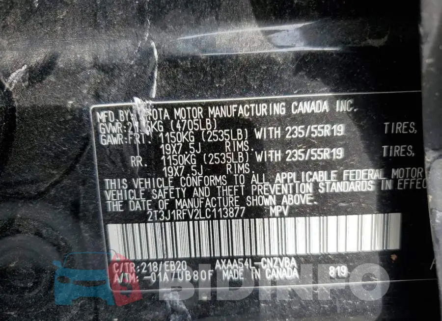 2T3J1RFV2LC113877 Photo# 10