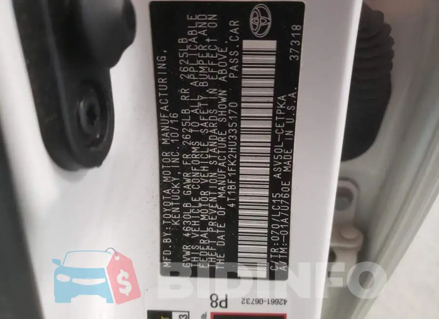 4T1BF1FK2HU335170 Photo# 12