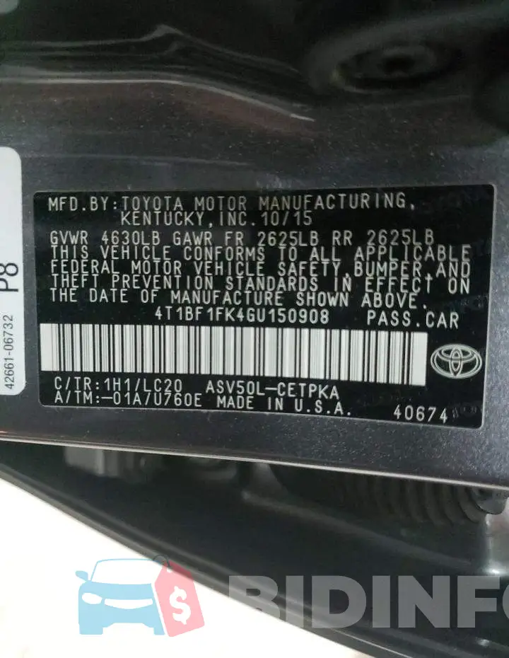4T1BF1FK4GU150908 Photo# 13
