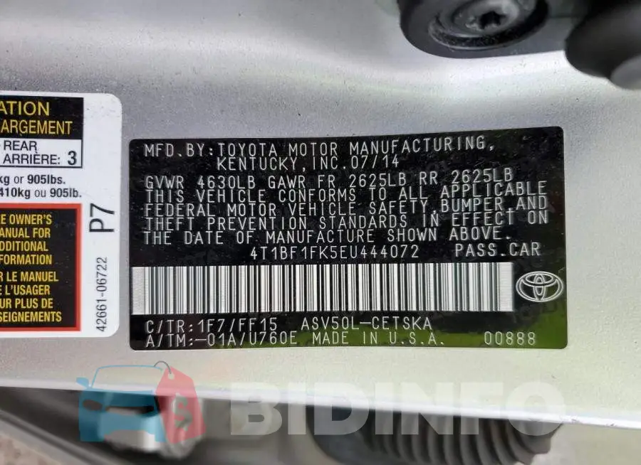 4T1BF1FK5EU444072 Photo# 12