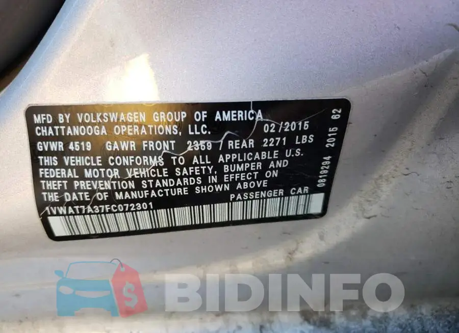 1VWAT7A37FC072301 Photo# 13
