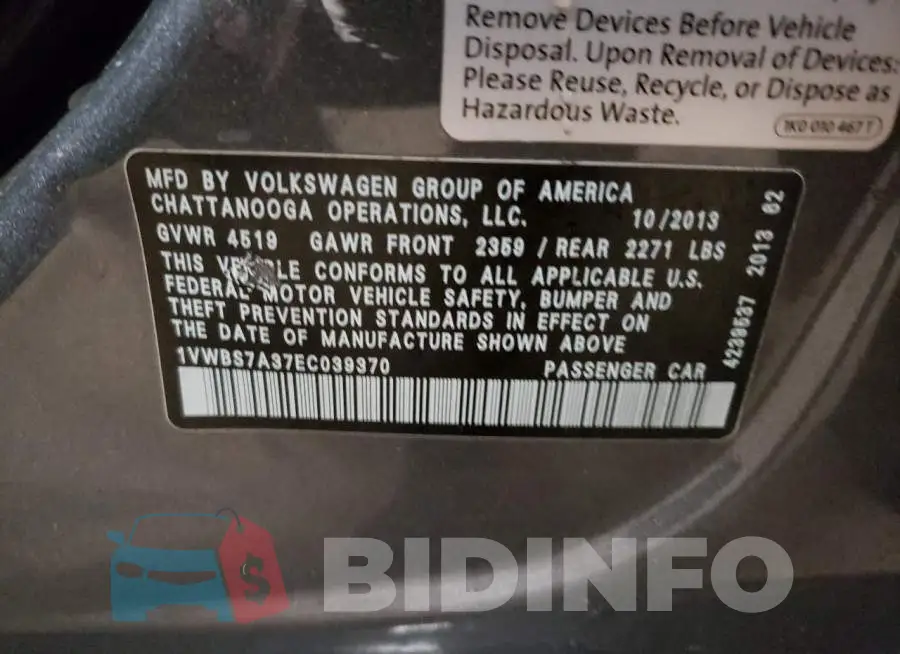 1VWBS7A37EC039370 Photo# 12