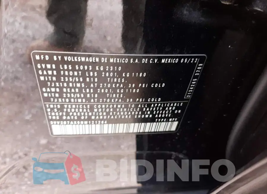 3VV2B7AX5NM121264 Photo# 14