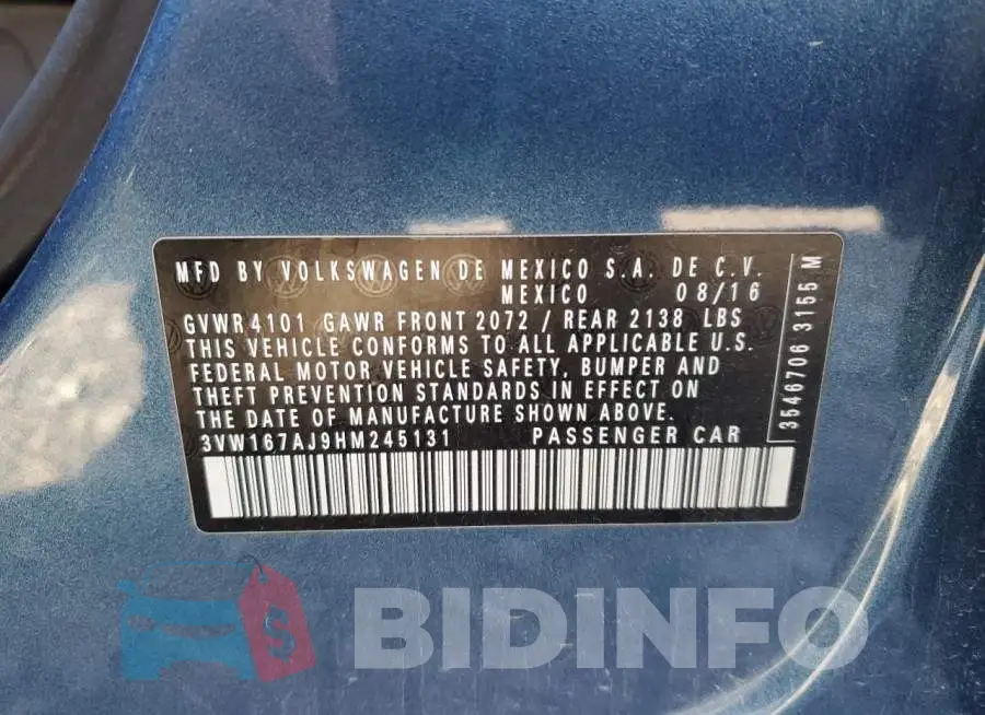 3VW167AJ9HM245131 Photo# 12