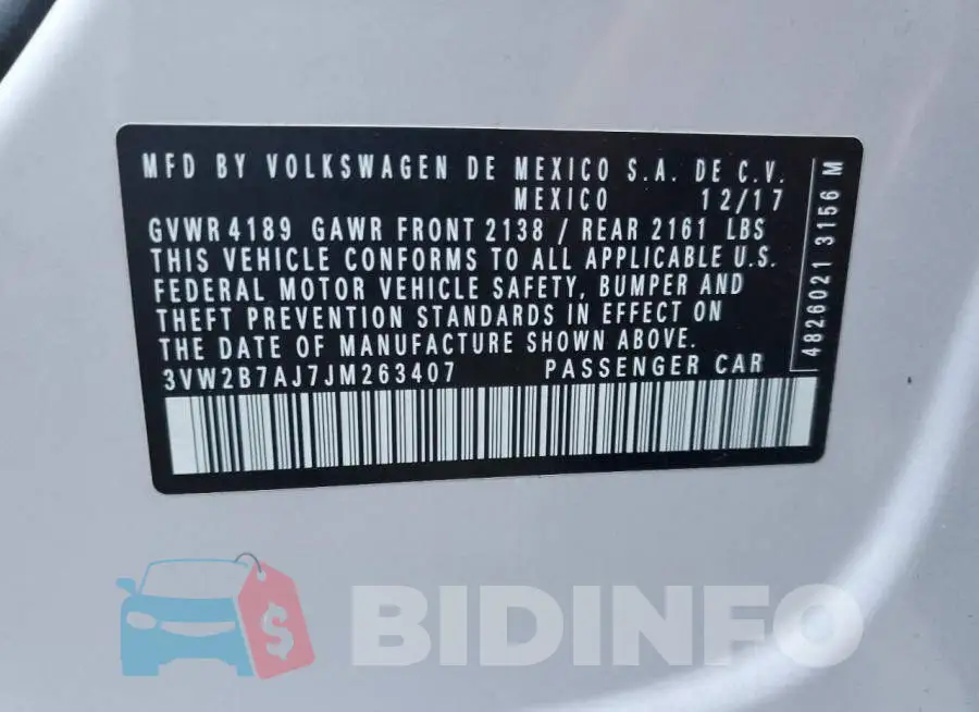 3VW2B7AJ7JM263407 Photo# 12