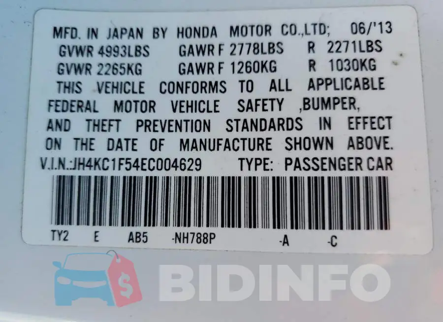 JH4KC1F54EC004629 Photo# 12