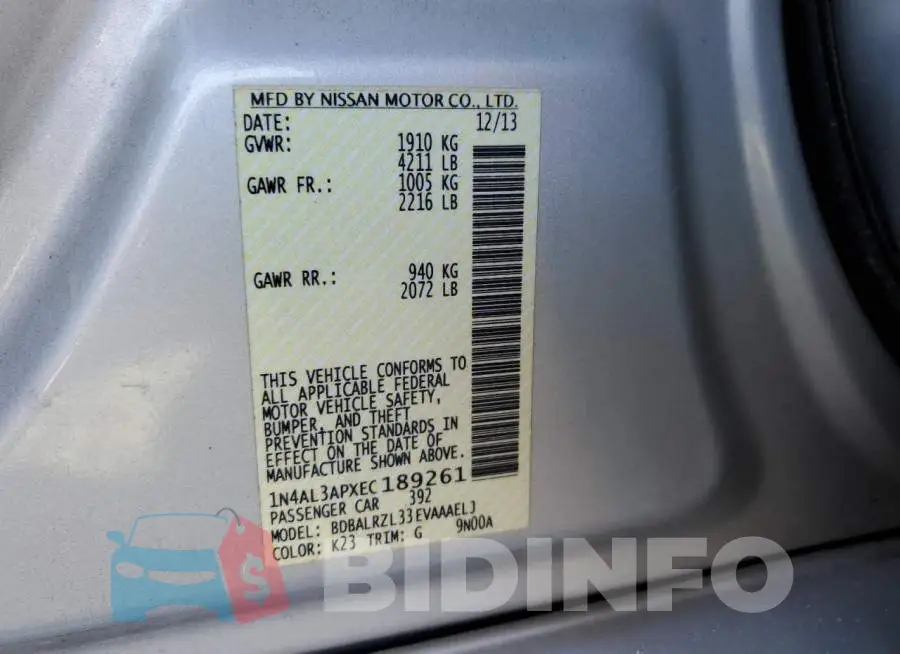 1N4AL3APXEC189261 Photo# 13