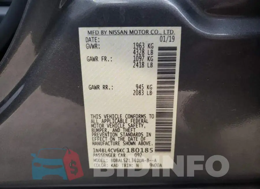 1N4BL4CV6KC180185 Photo# 13