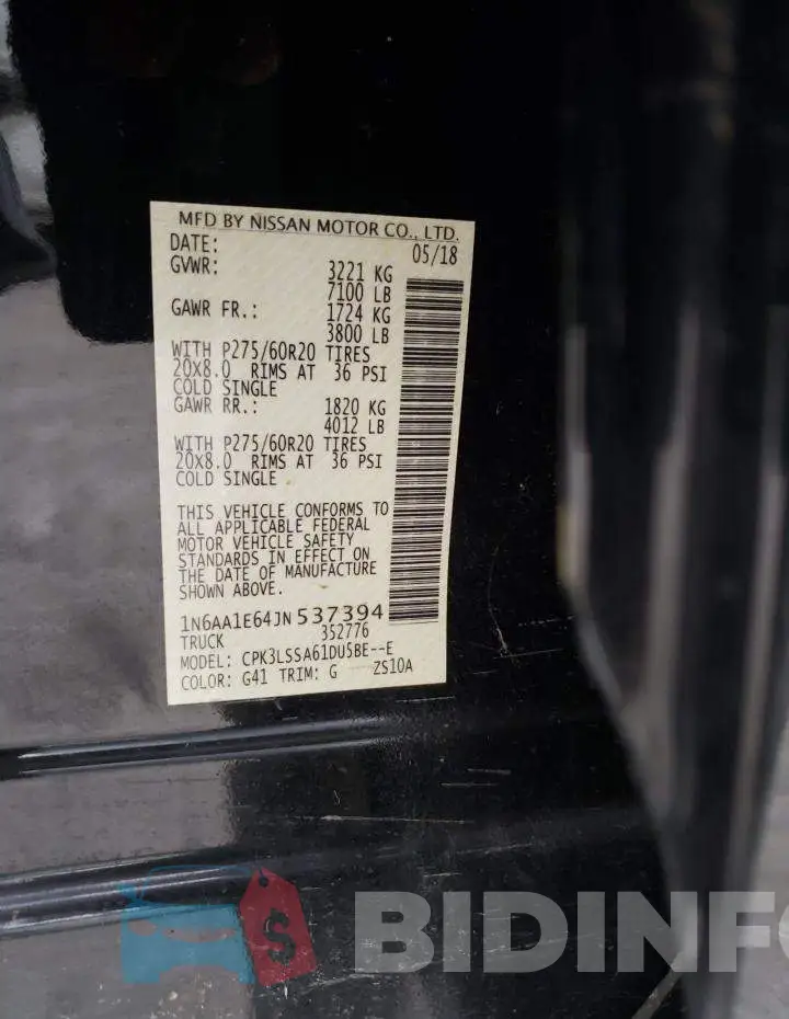 1N6AA1E64JN537394 Photo# 12
