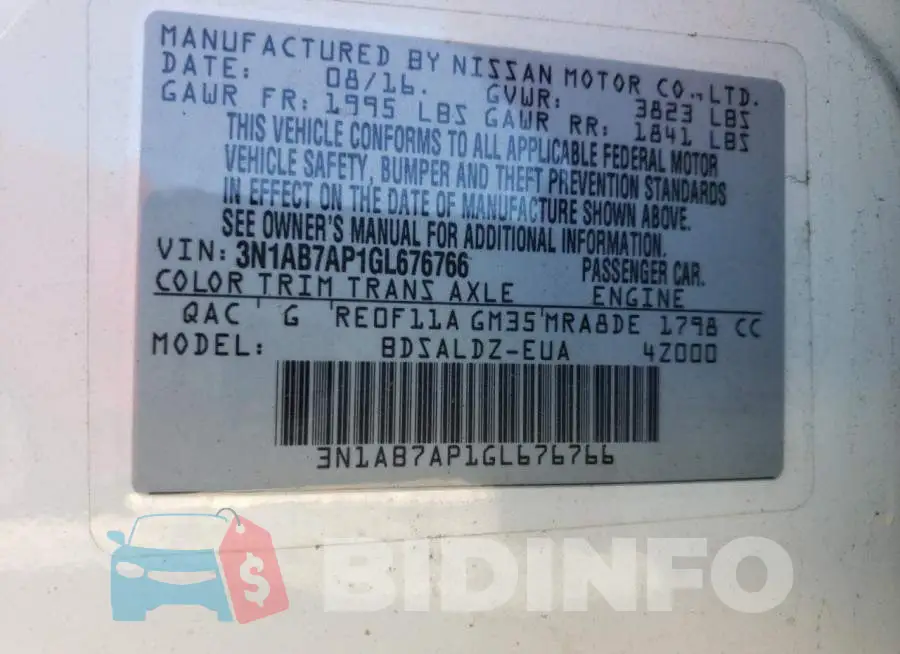 3N1AB7AP1GL676766 Photo# 10