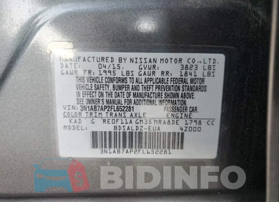 3N1AB7AP2FL652281 Photo# 12