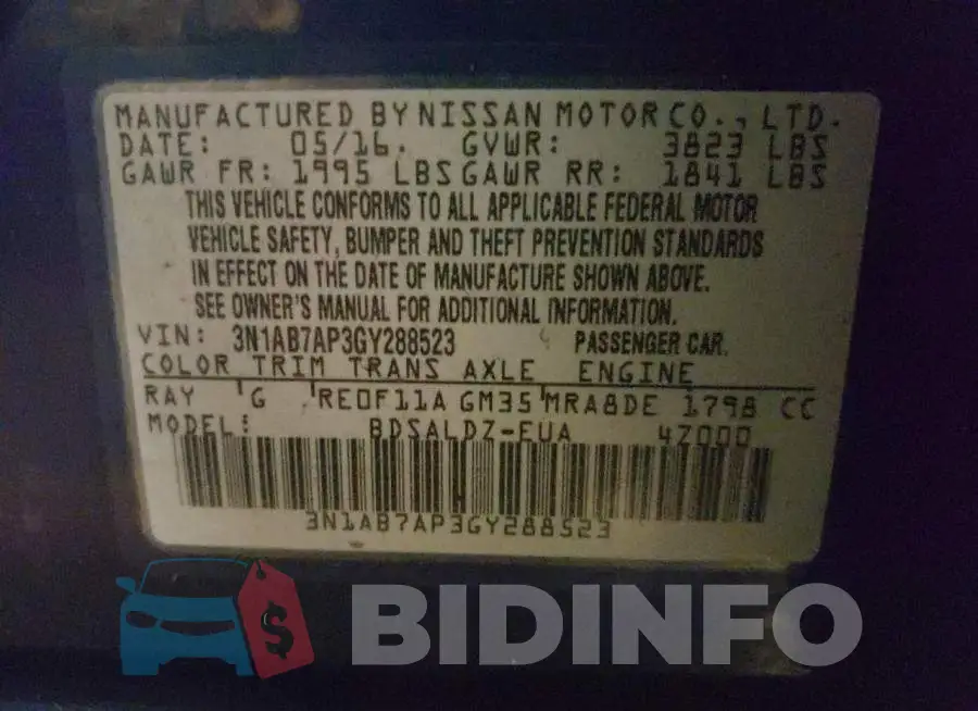 3N1AB7AP3GY288523 Photo# 12