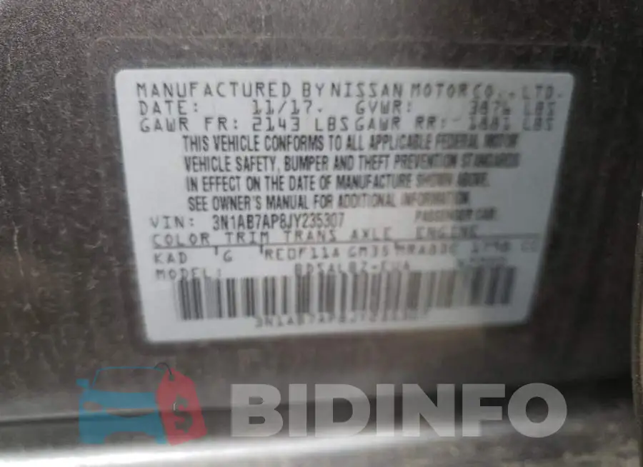 3N1AB7AP8JY235307 Photo# 12