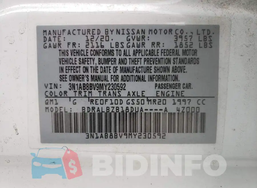 3N1AB8BV9MY230592 Photo# 10