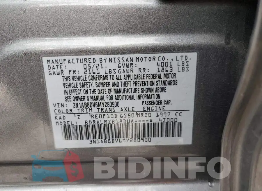 3N1AB8DV6MY280900 Photo# 10