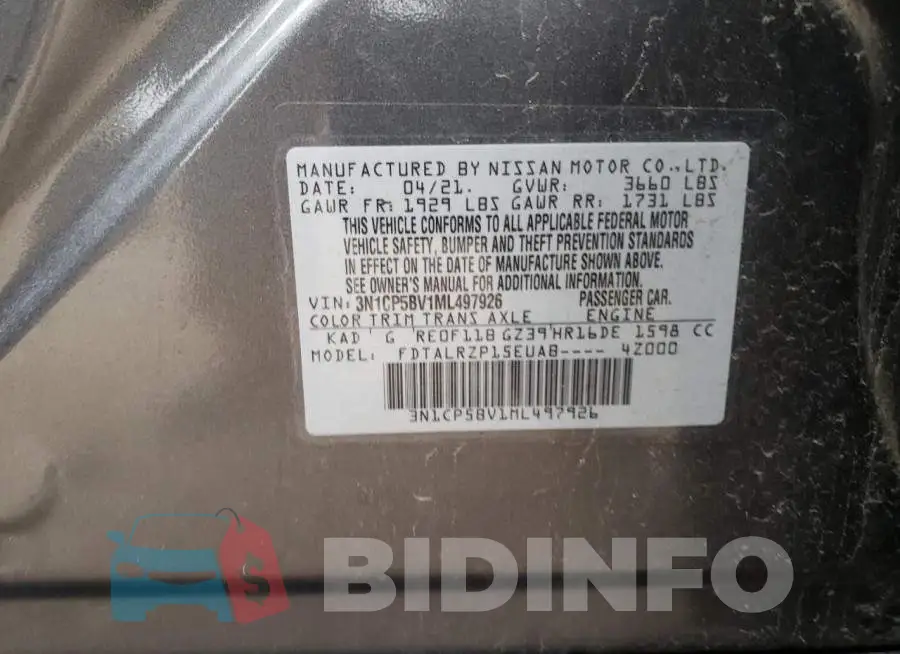 3N1CP5BV1ML497926 Photo# 13