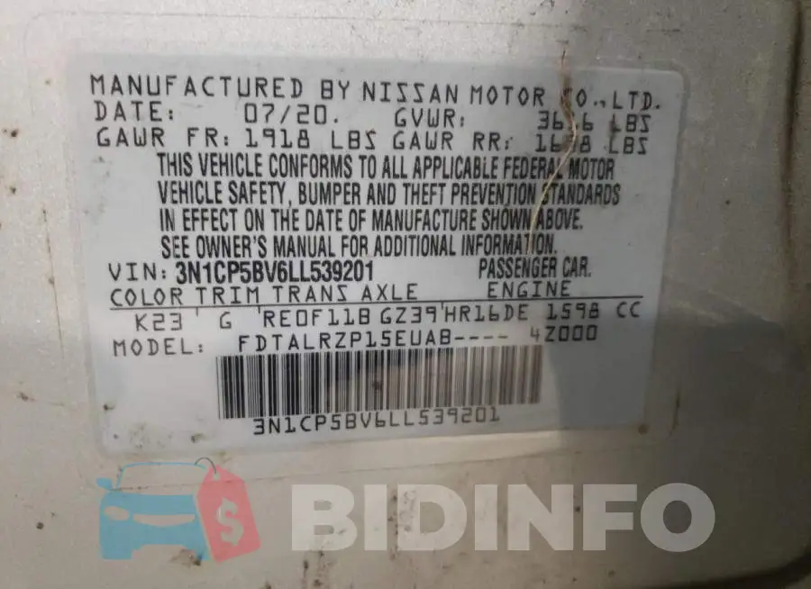 3N1CP5BV6LL539201 Photo# 13