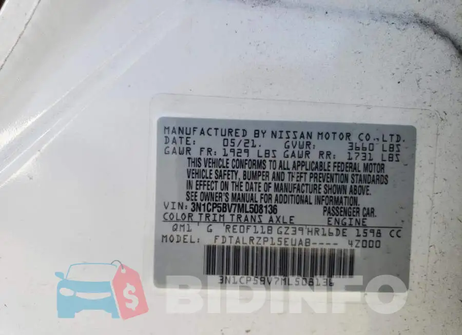3N1CP5BV7ML508136 Photo# 13