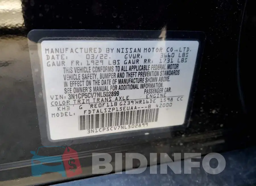 3N1CP5CV7NL502899 Photo# 13