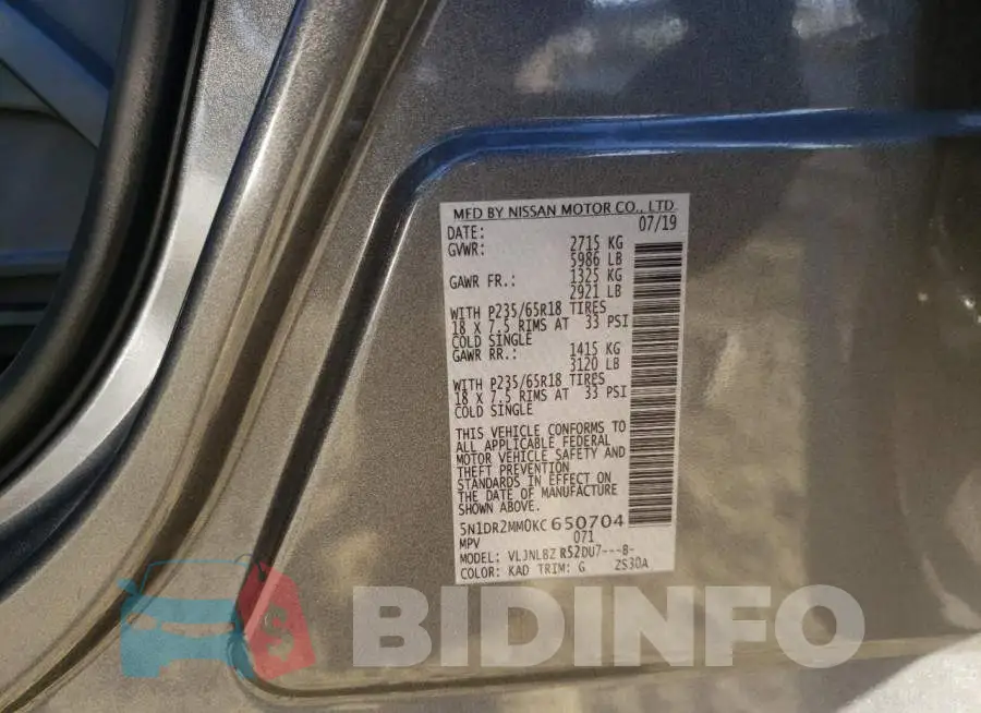 5N1DR2MM0KC650704 Photo# 10