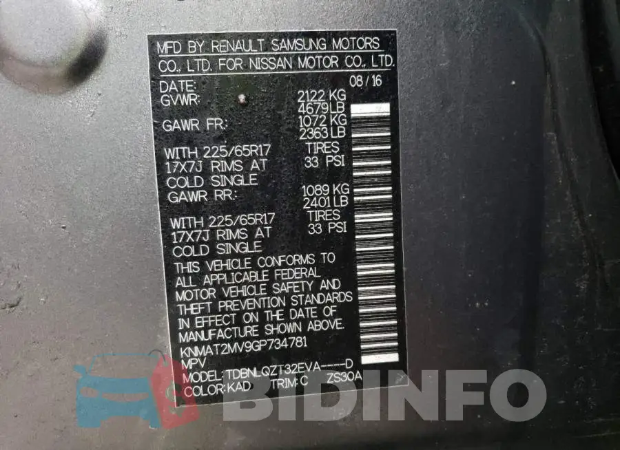 KNMAT2MV9GP734781 Photo# 13