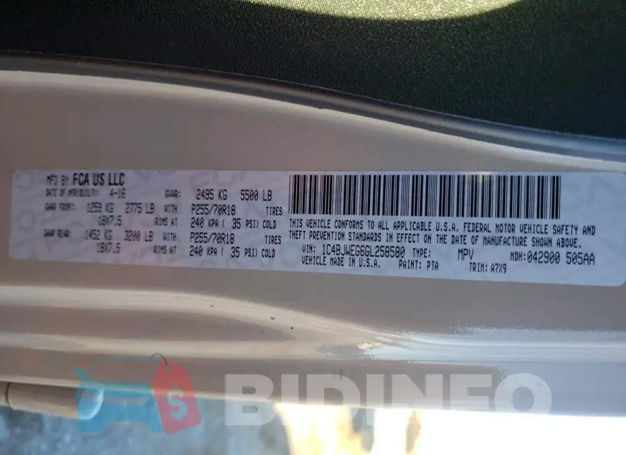 1C4BJWEG6GL258580 Photo# 12