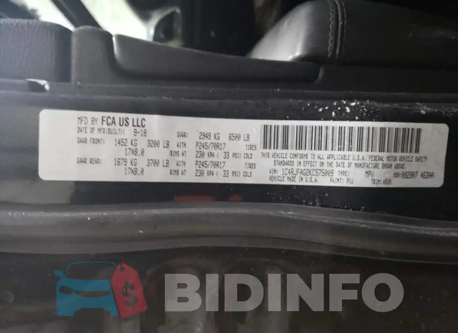 1C4RJFAG2KC575009 Photo# 13