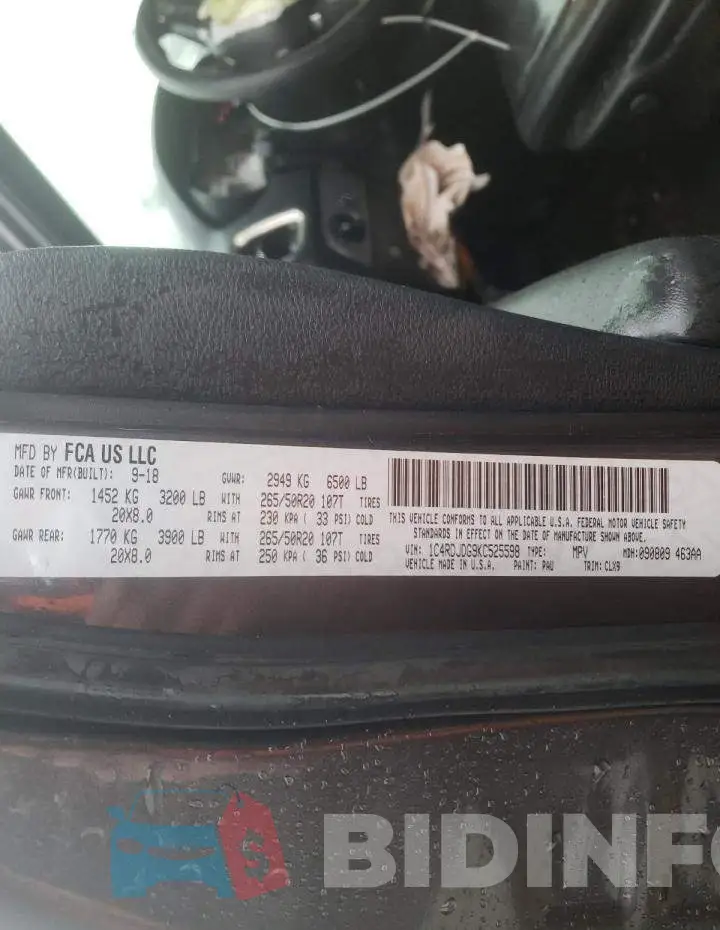 1C4RDJDG9KC525598 Photo# 14