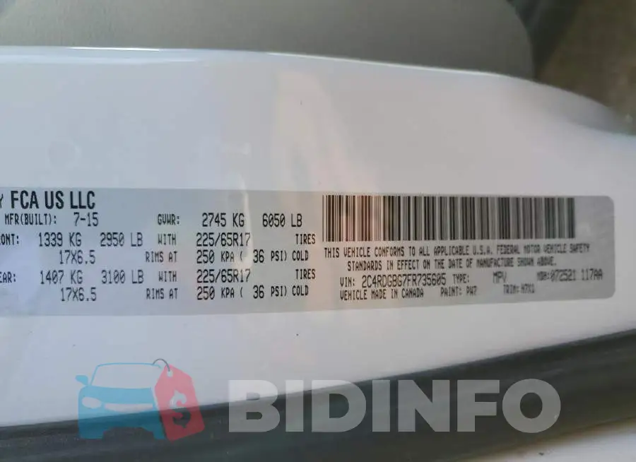 2C4RDGBG7FR735605 Photo# 13