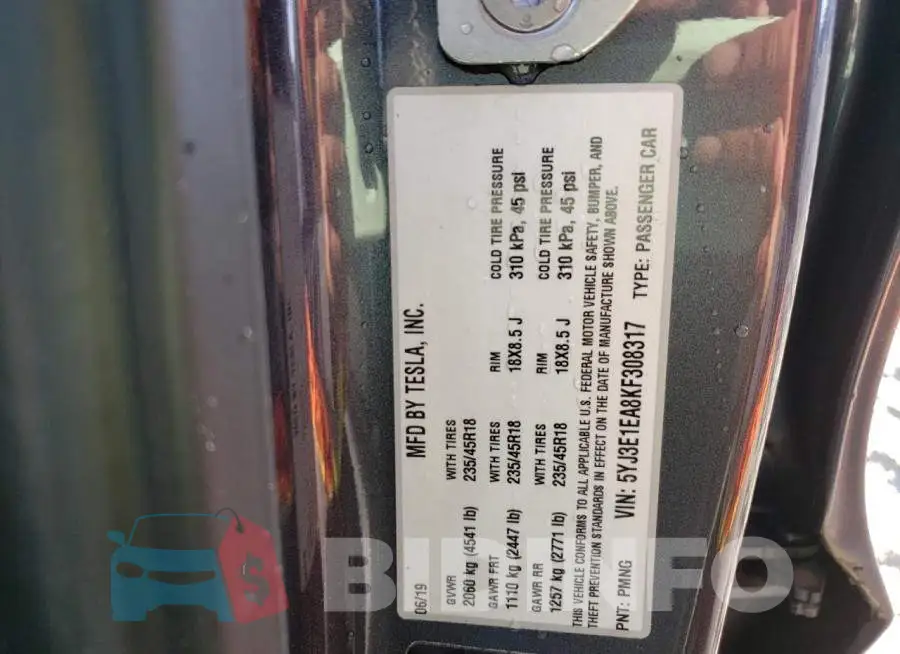 5YJ3E1EA8KF308317 Photo# 12