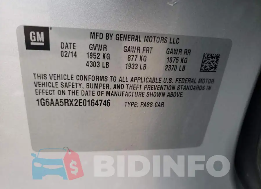 1G6AA5RX2E0164746 Photo# 12