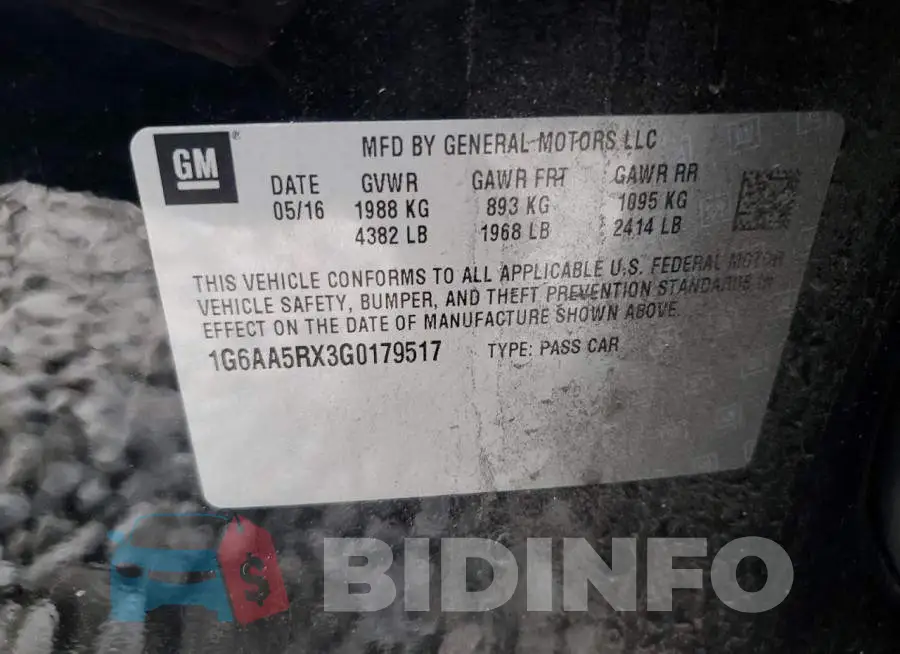 1G6AA5RX3G0179517 Photo# 12