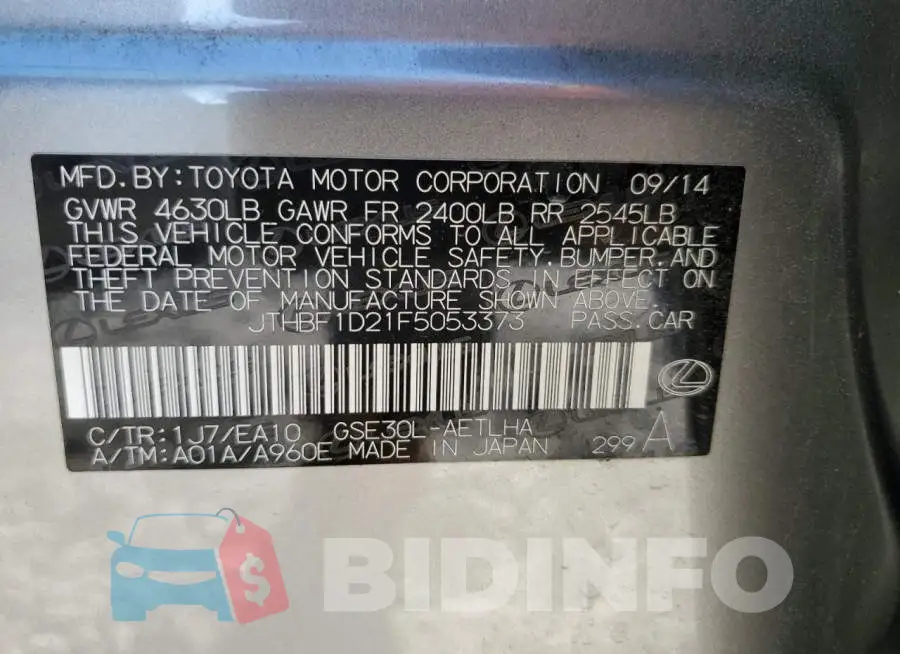 JTHBF1D21F5053373 Photo# 12