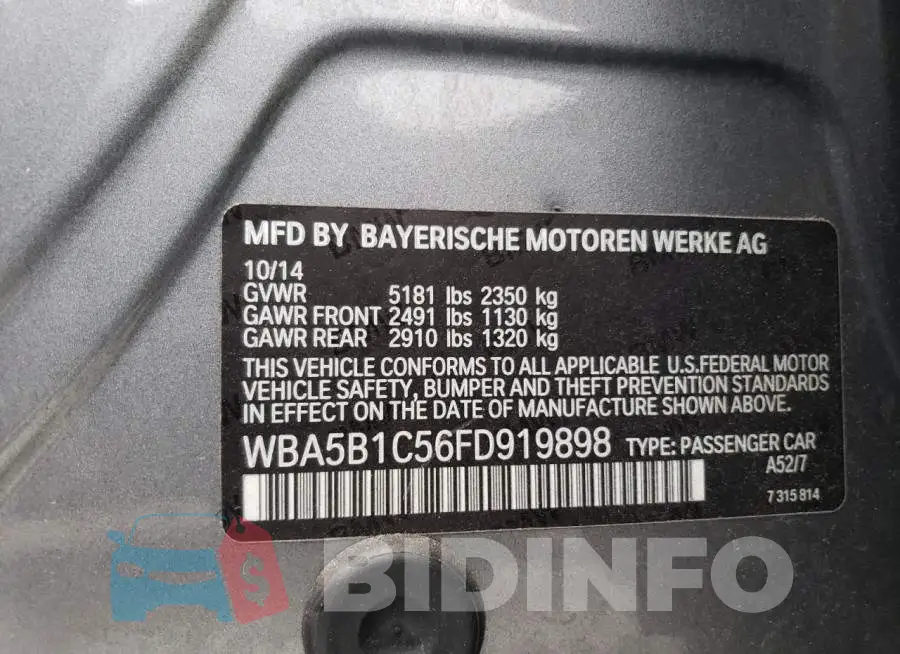 WBA5B1C56FD919898 Photo# 12