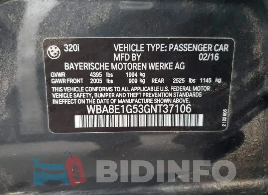 WBA8E1G53GNT37106 Photo# 13
