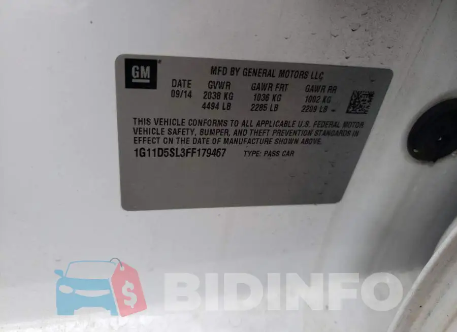 1G11D5SL3FF179467 Photo# 12
