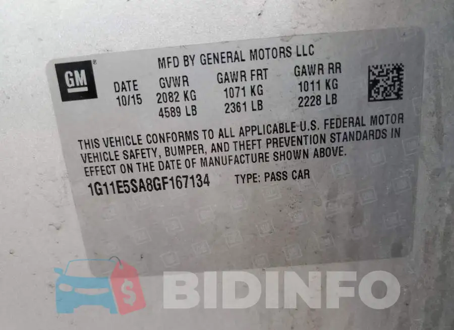1G11E5SA8GF167134 Photo# 13