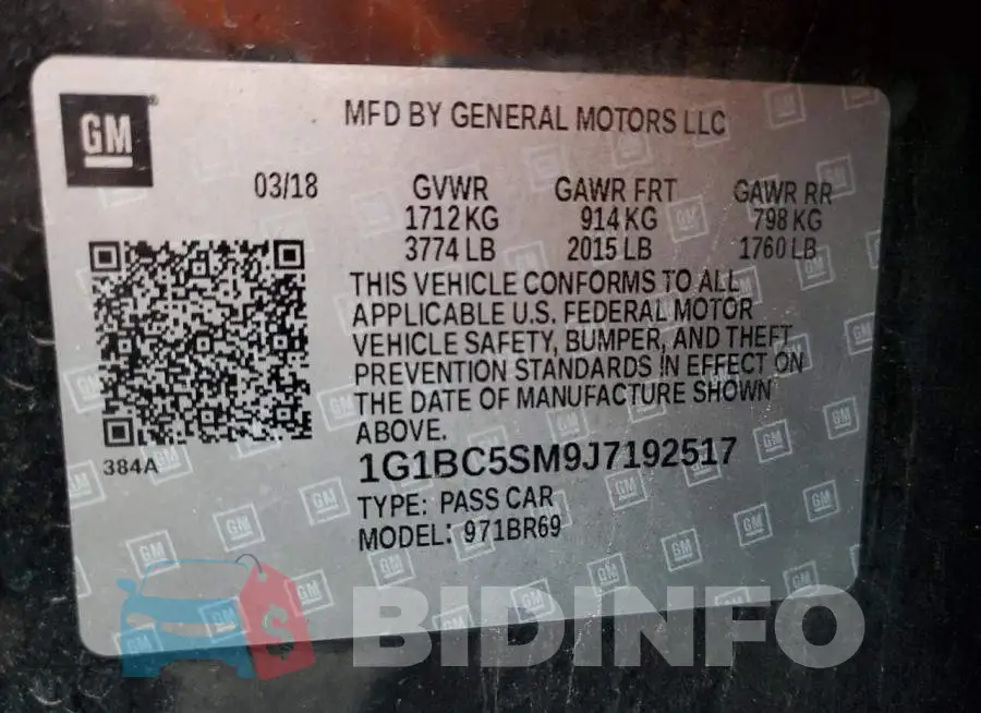 1G1BC5SM9J7192517 Photo# 12