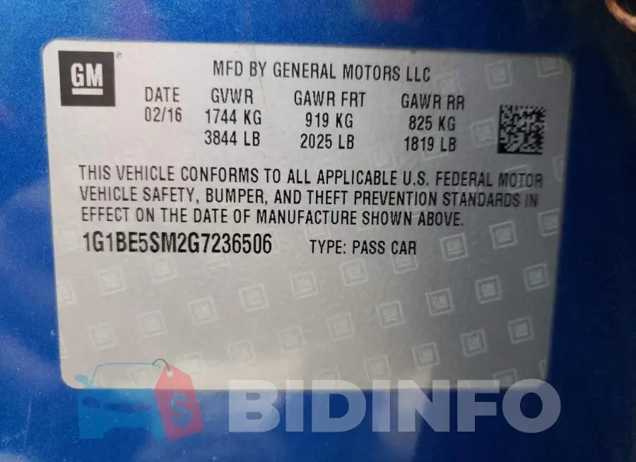 1G1BE5SM2G7236506 Photo# 12