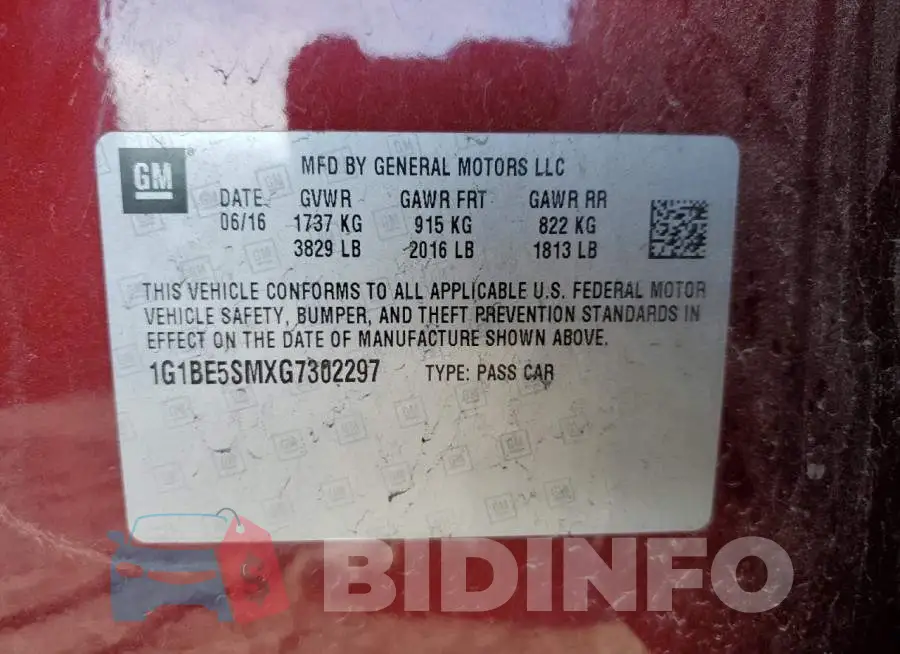 1G1BE5SMXG7302297 Photo# 12