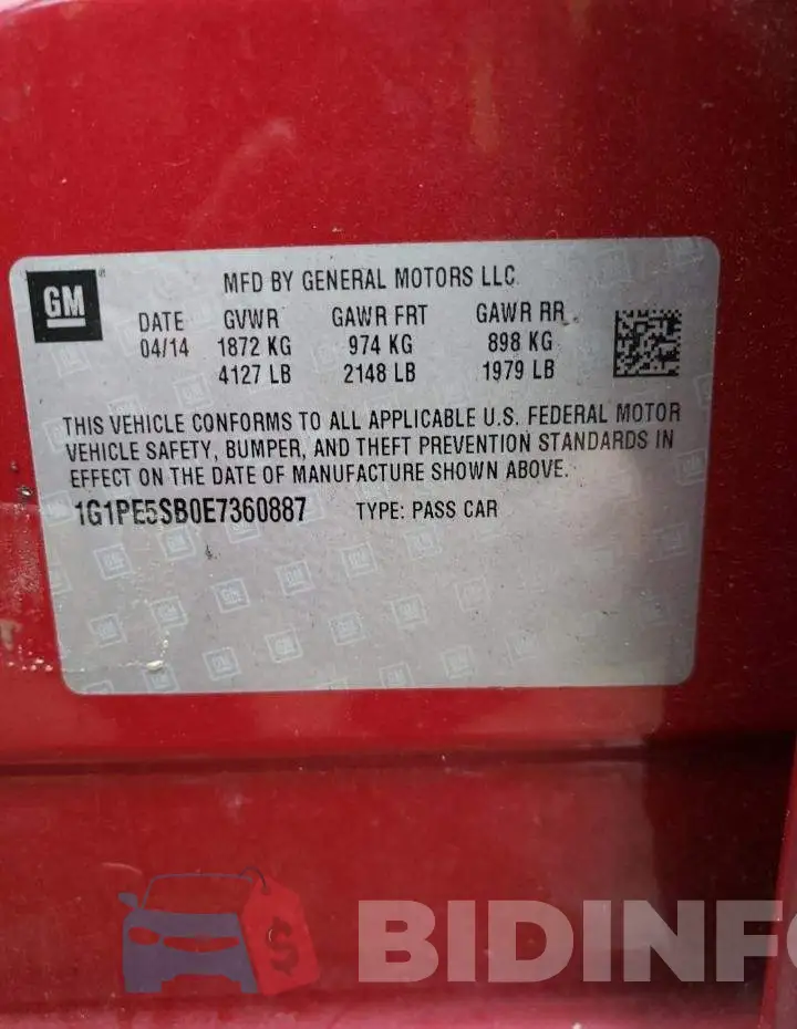 1G1PE5SB0E7360887 Photo# 12