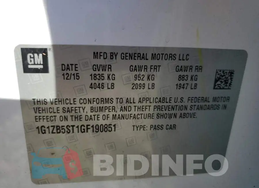 1G1ZB5ST1GF190851 Photo# 12
