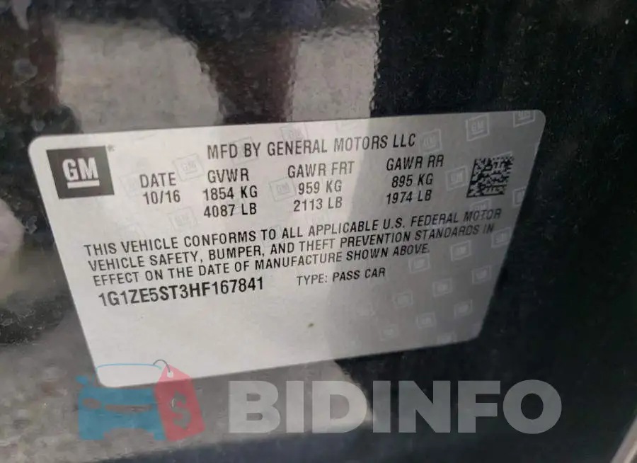 1G1ZE5ST3HF167841 Photo# 10