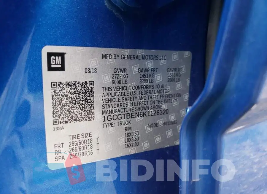1GCGTBEN6K1126320 Photo# 12