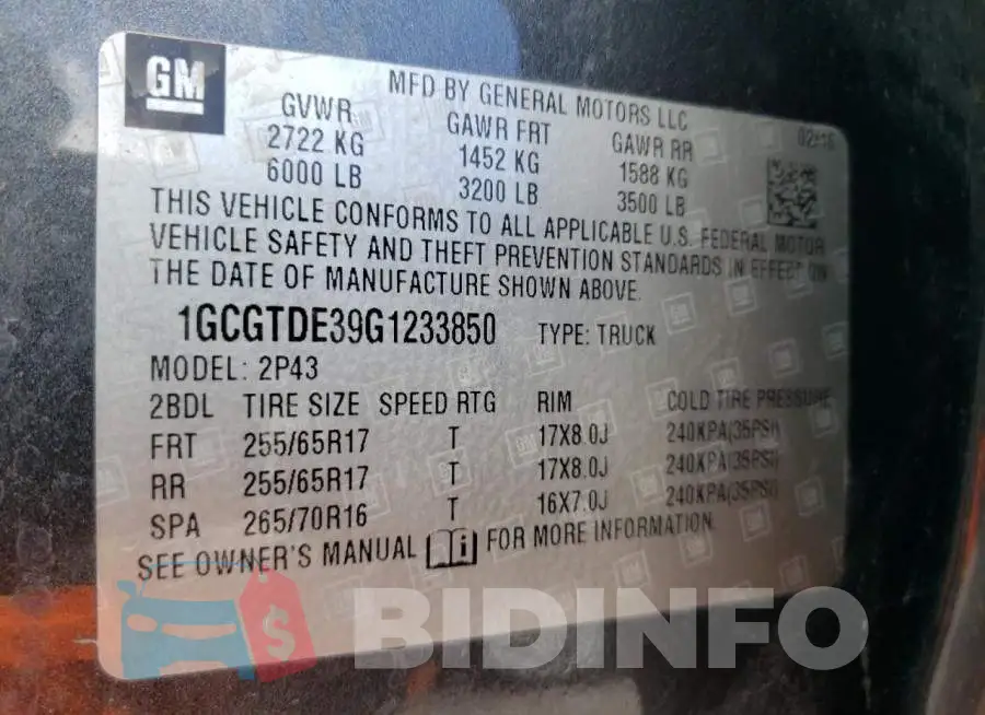 1GCGTDE39G1233850 Photo# 10
