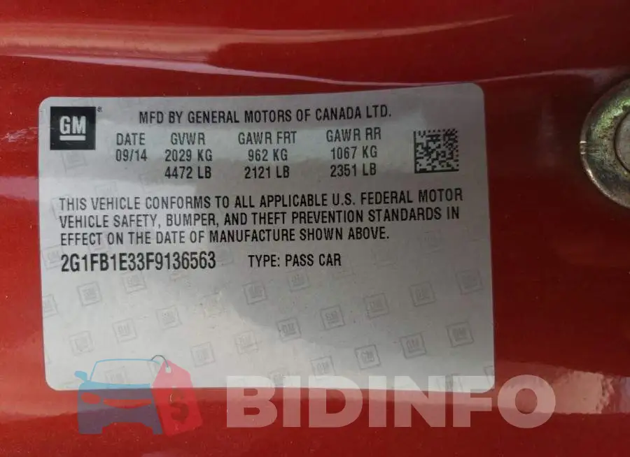 2G1FB1E33F9136563 Photo# 13